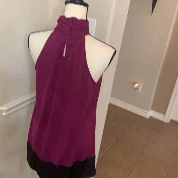 INC International Concept BE MYSTERIOUS boysenberry/gray sleeveless tunic halter - Picture 10 of 16